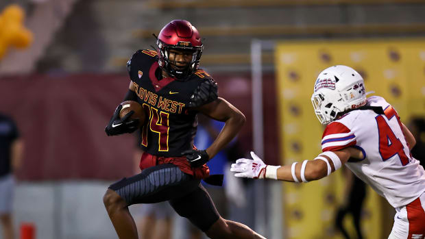 Buchanan at Clovis West FB Landon Wright 14 Bobby Medellin Sept. 30 2022 